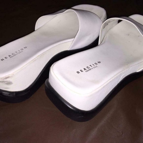 Kenneth Cole Reaction White Leather Platform Casual Slides , US 7, EUC - Picture 4 of 7